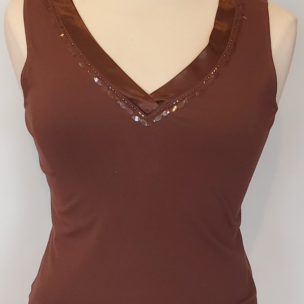 Refaella Brown Beaded Top M